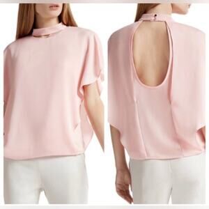 Halston Heritage Blush Pink Flutter Blouse Size 4